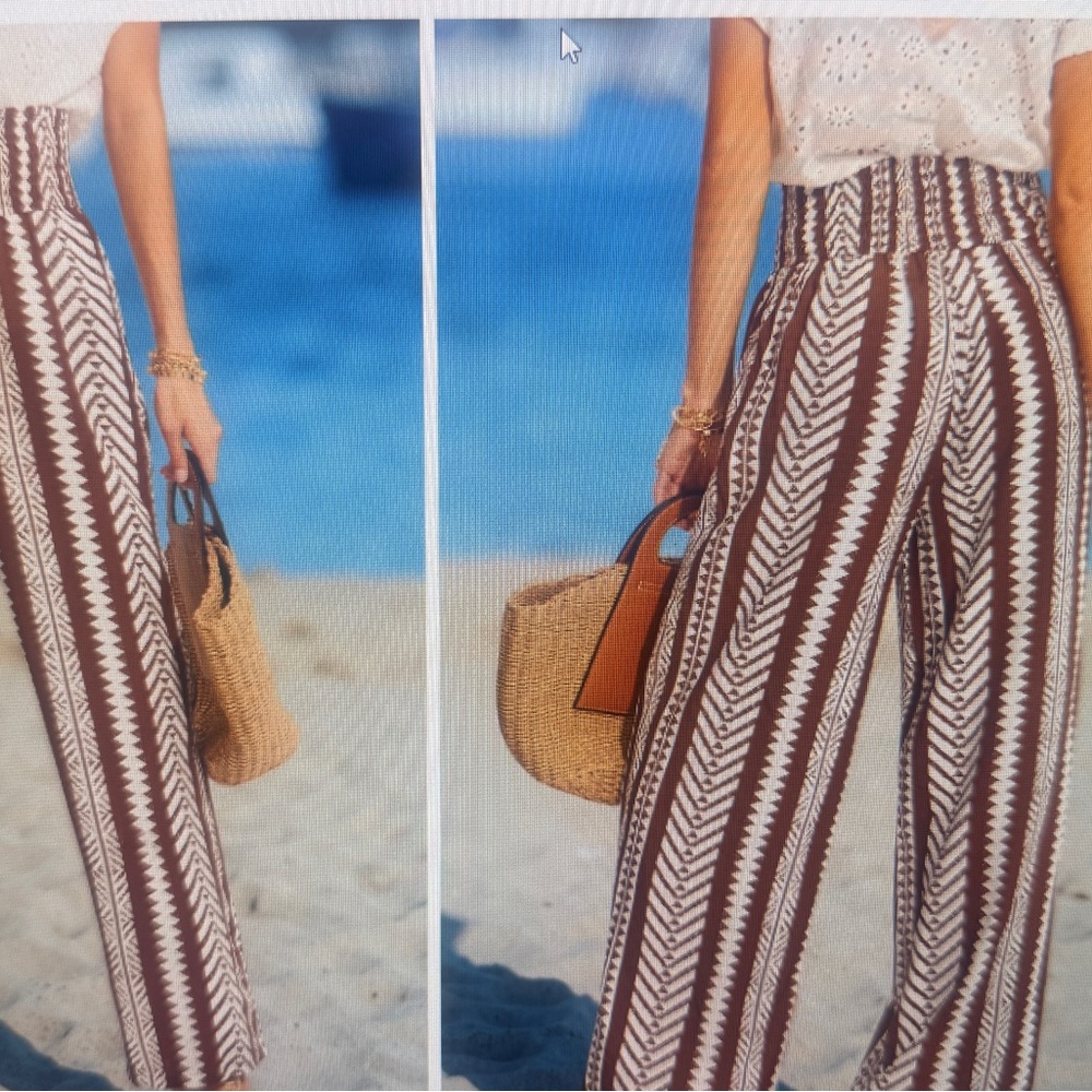 Cupshe Brown and White Patterned Wide Leg Pants